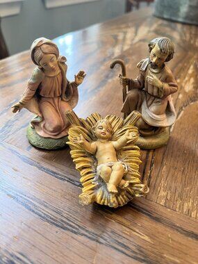 Vintage Fontanini Nativity Figures Joseph Virgin Mary Baby Jesus Holy Family Ita